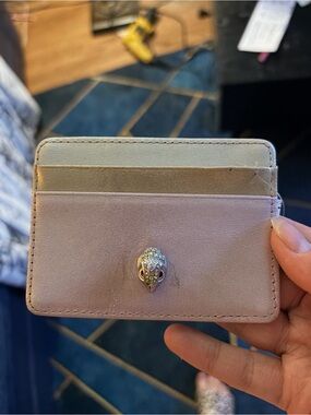Kurt Geiger Pale Pink & Silver Card Holder with Crystal-Claw Stud